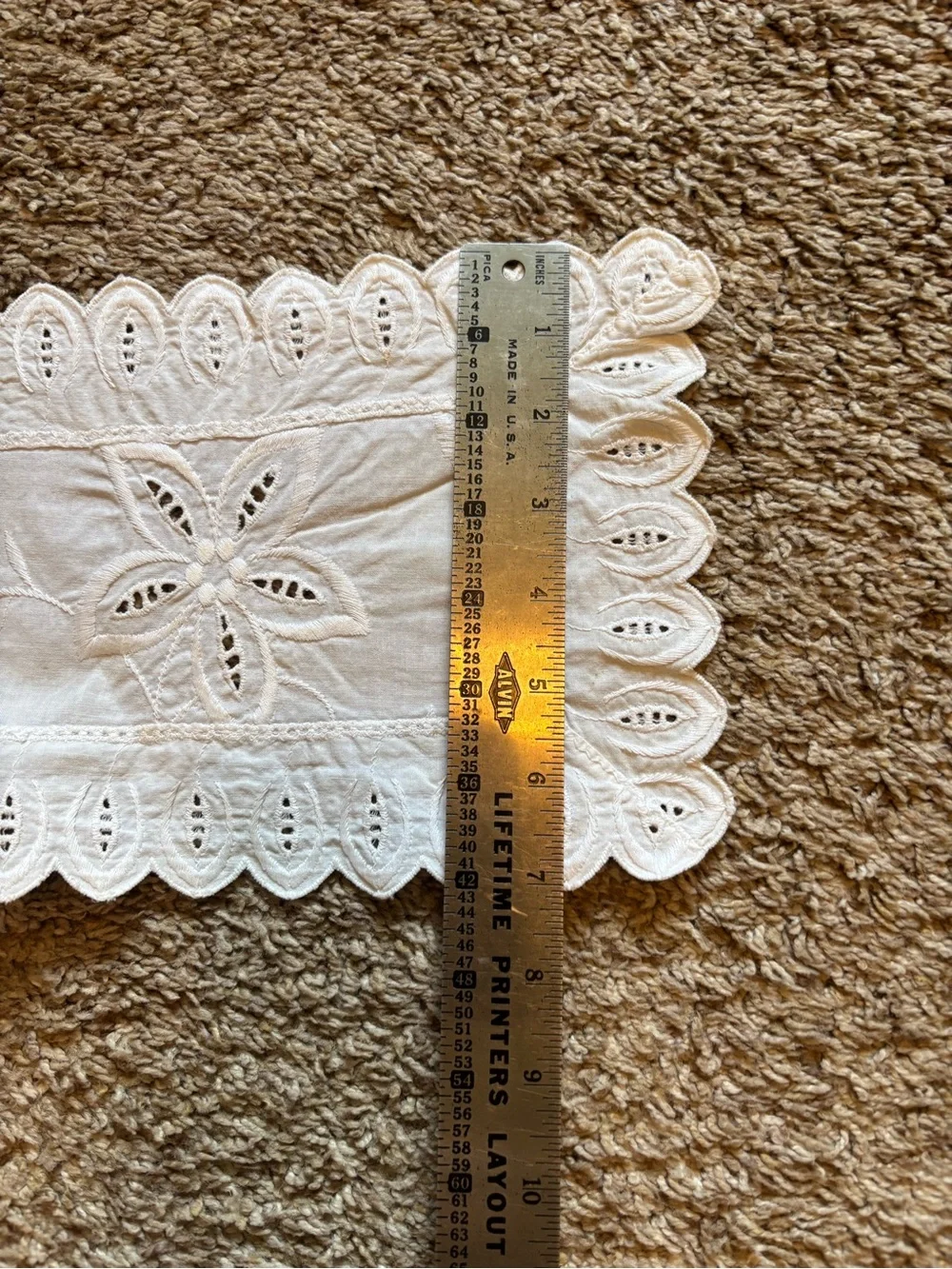 White Embroidered Eyelet Lace Rectangular Doily - Home Accents